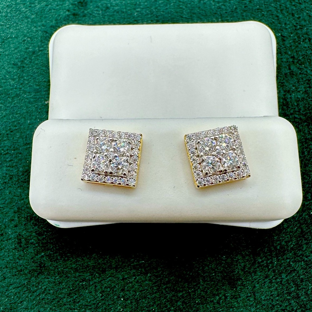 Moissanite Gold over Sterling Silver Stud Earrings